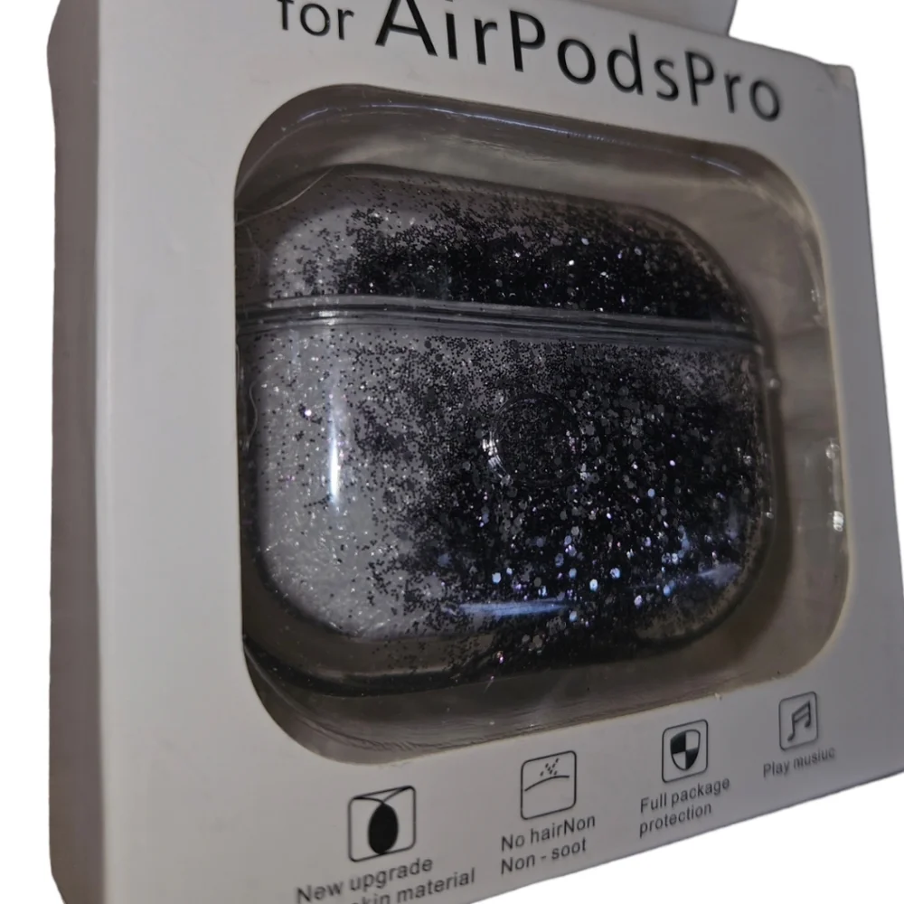 Apple Silver/Purple/Black Glitter Liquid Movement Airpod Pro Case Protector